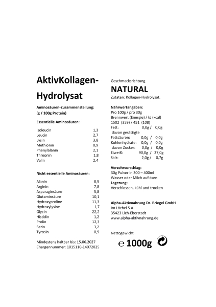 Proteinheld Kollagen-Hydrolysat